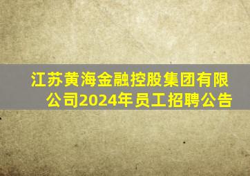 江苏黄海金融控股集团有限公司2024年员工招聘公告