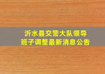 沂水县交警大队领导班子调整最新消息公告