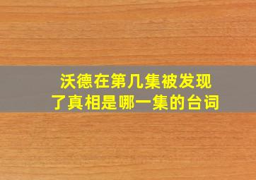 沃德在第几集被发现了真相是哪一集的台词