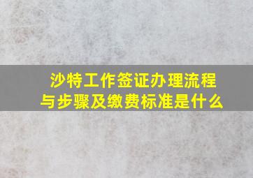 沙特工作签证办理流程与步骤及缴费标准是什么