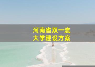 河南省双一流大学建设方案