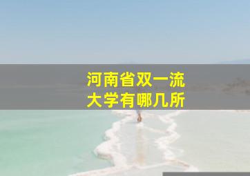 河南省双一流大学有哪几所