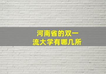 河南省的双一流大学有哪几所