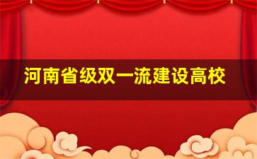 河南省级双一流建设高校