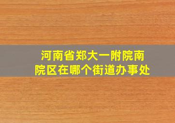 河南省郑大一附院南院区在哪个街道办事处