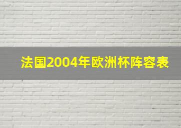 法国2004年欧洲杯阵容表