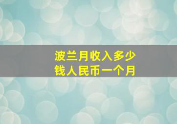 波兰月收入多少钱人民币一个月