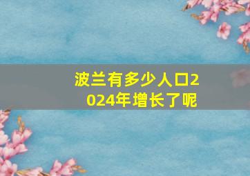 波兰有多少人口2024年增长了呢