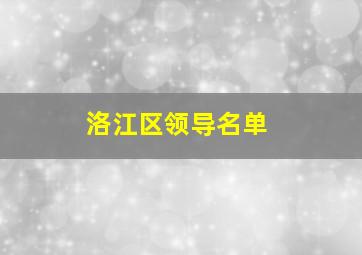 洛江区领导名单