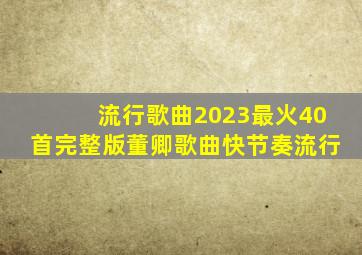 流行歌曲2023最火40首完整版董卿歌曲快节奏流行