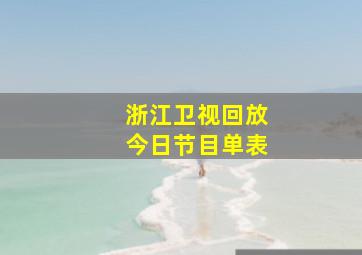 浙江卫视回放今日节目单表