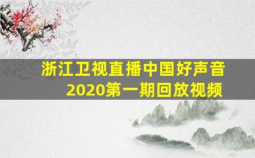 浙江卫视直播中国好声音2020第一期回放视频