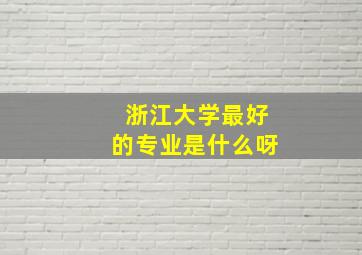 浙江大学最好的专业是什么呀