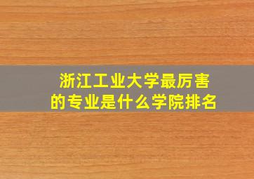 浙江工业大学最厉害的专业是什么学院排名