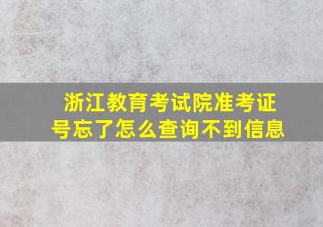 浙江教育考试院准考证号忘了怎么查询不到信息