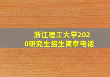 浙江理工大学2020研究生招生简章电话