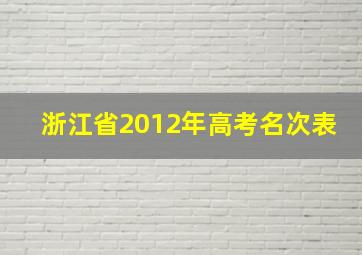 浙江省2012年高考名次表