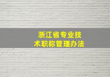 浙江省专业技术职称管理办法