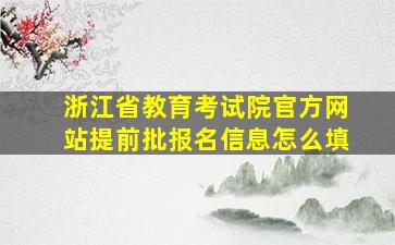 浙江省教育考试院官方网站提前批报名信息怎么填