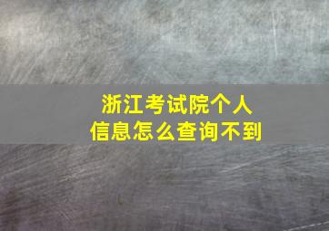 浙江考试院个人信息怎么查询不到