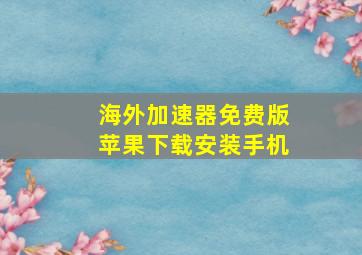 海外加速器免费版苹果下载安装手机