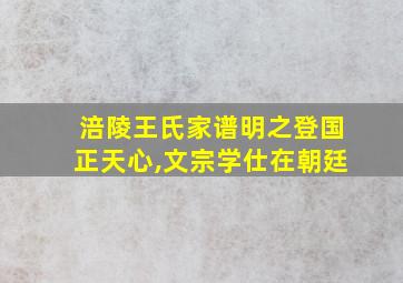 涪陵王氏家谱明之登国正天心,文宗学仕在朝廷