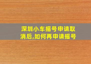 深圳小车摇号申请取消后,如何再申请摇号