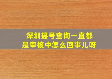 深圳摇号查询一直都是审核中怎么回事儿呀