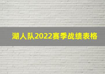 湖人队2022赛季战绩表格