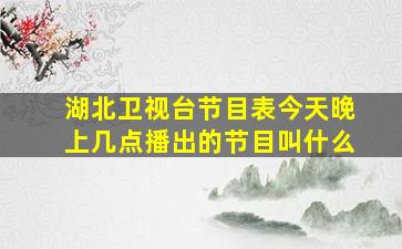 湖北卫视台节目表今天晚上几点播出的节目叫什么