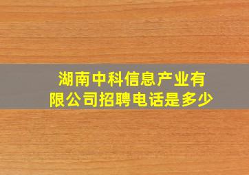 湖南中科信息产业有限公司招聘电话是多少