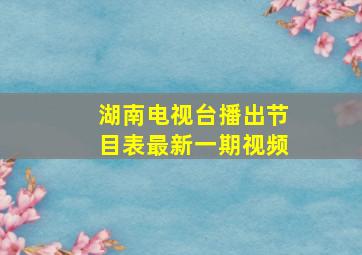 湖南电视台播出节目表最新一期视频