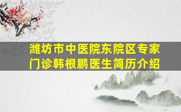 潍坊市中医院东院区专家门诊韩根鹏医生简历介绍