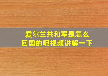 爱尔兰共和军是怎么回国的呢视频讲解一下