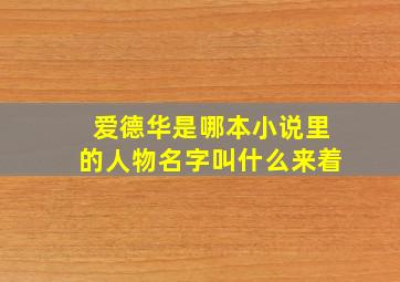 爱德华是哪本小说里的人物名字叫什么来着