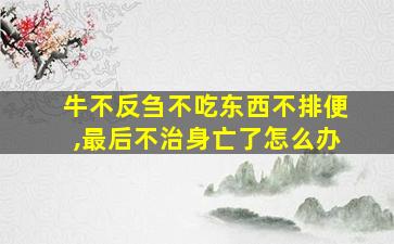 牛不反刍不吃东西不排便,最后不治身亡了怎么办