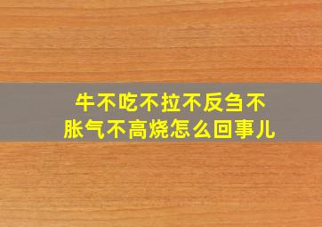 牛不吃不拉不反刍不胀气不高烧怎么回事儿