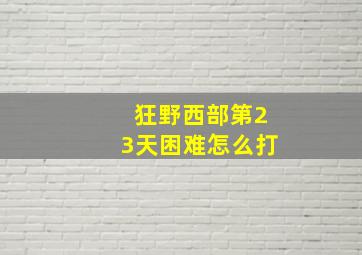 狂野西部第23天困难怎么打