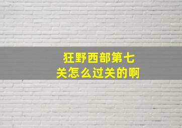 狂野西部第七关怎么过关的啊