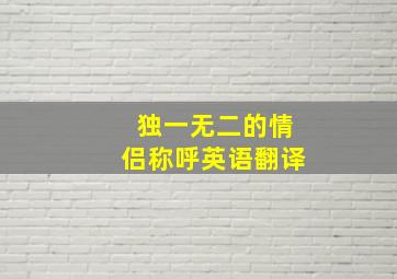 独一无二的情侣称呼英语翻译