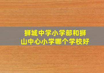 狮城中学小学部和狮山中心小学哪个学校好