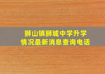 狮山镇狮城中学升学情况最新消息查询电话