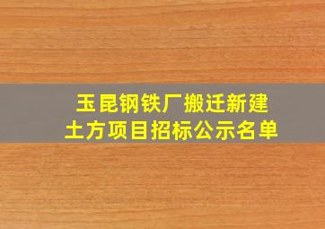 玉昆钢铁厂搬迁新建土方项目招标公示名单