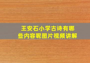 王安石小学古诗有哪些内容呢图片视频讲解