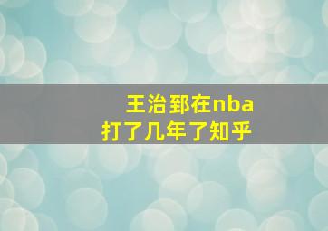 王治郅在nba打了几年了知乎