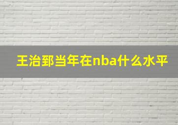 王治郅当年在nba什么水平