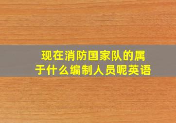 现在消防国家队的属于什么编制人员呢英语