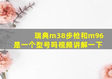 瑞典m38步枪和m96是一个型号吗视频讲解一下