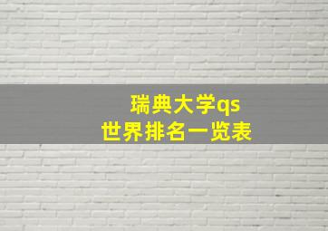 瑞典大学qs世界排名一览表