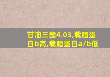 甘油三酯4.03,载脂蛋白b高,载脂蛋白a/b低